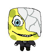 feraljak, fun sized feraljak, fun sized namefags, 1soyjak, big eyes, big head, black suit, blue eyes, cast, closed mouth
