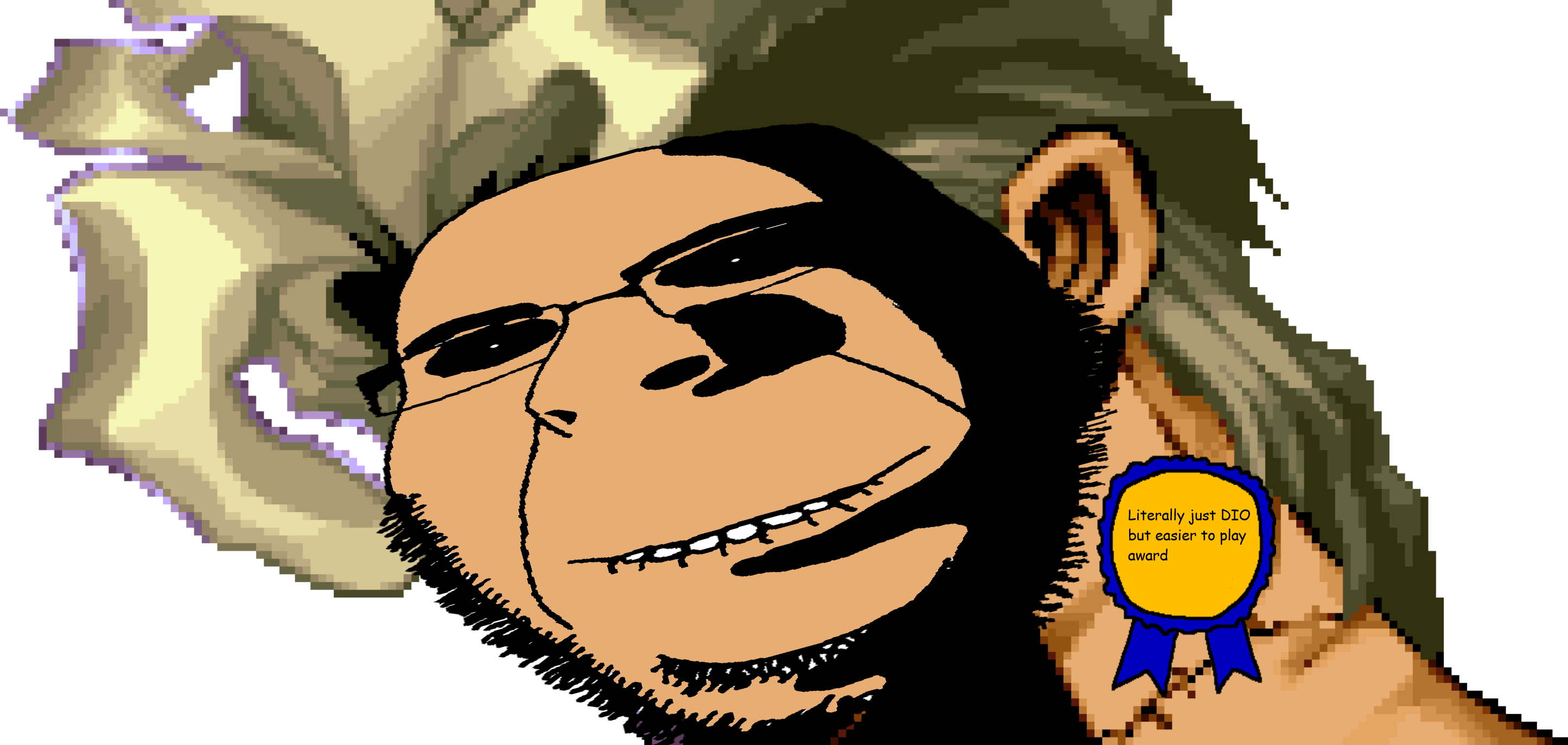dio, rapeson, cobson, hornyson, rapeson, 1soyjak, anime, award, blonde hair, closed mouth