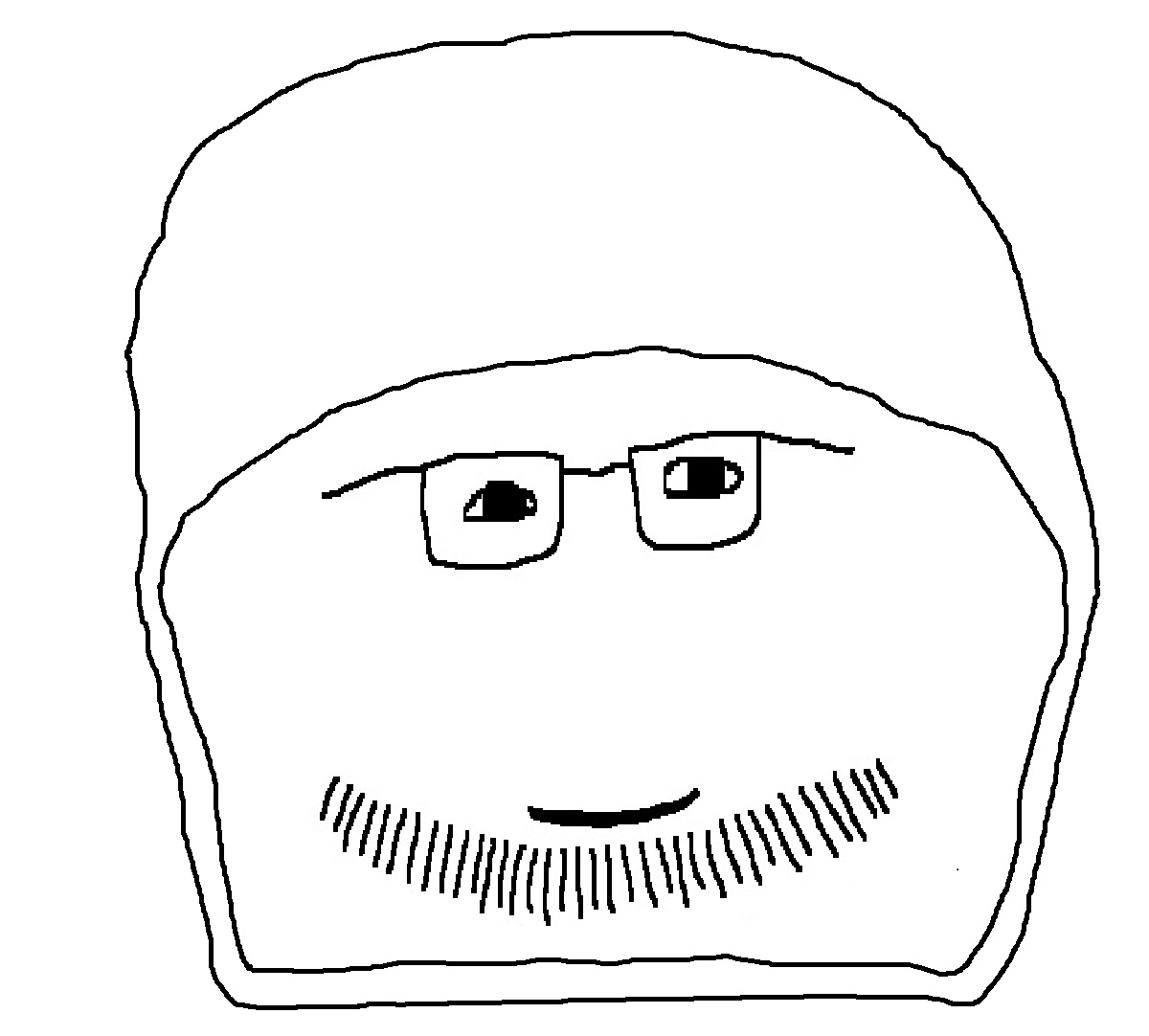 doughjak, breadjak, 1soyjak, bald, black eyes, bread, closed mouth, fat, full body, glasses