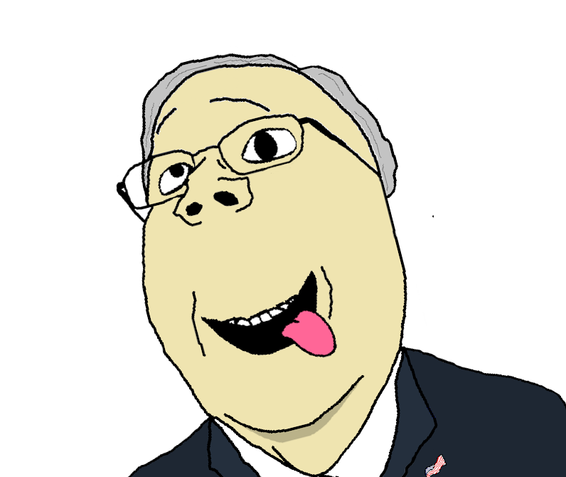 gapejak, wholesome soyjak, zany, 1soyjak, dick cheney, front view, gray hair, hair, half body, literally me