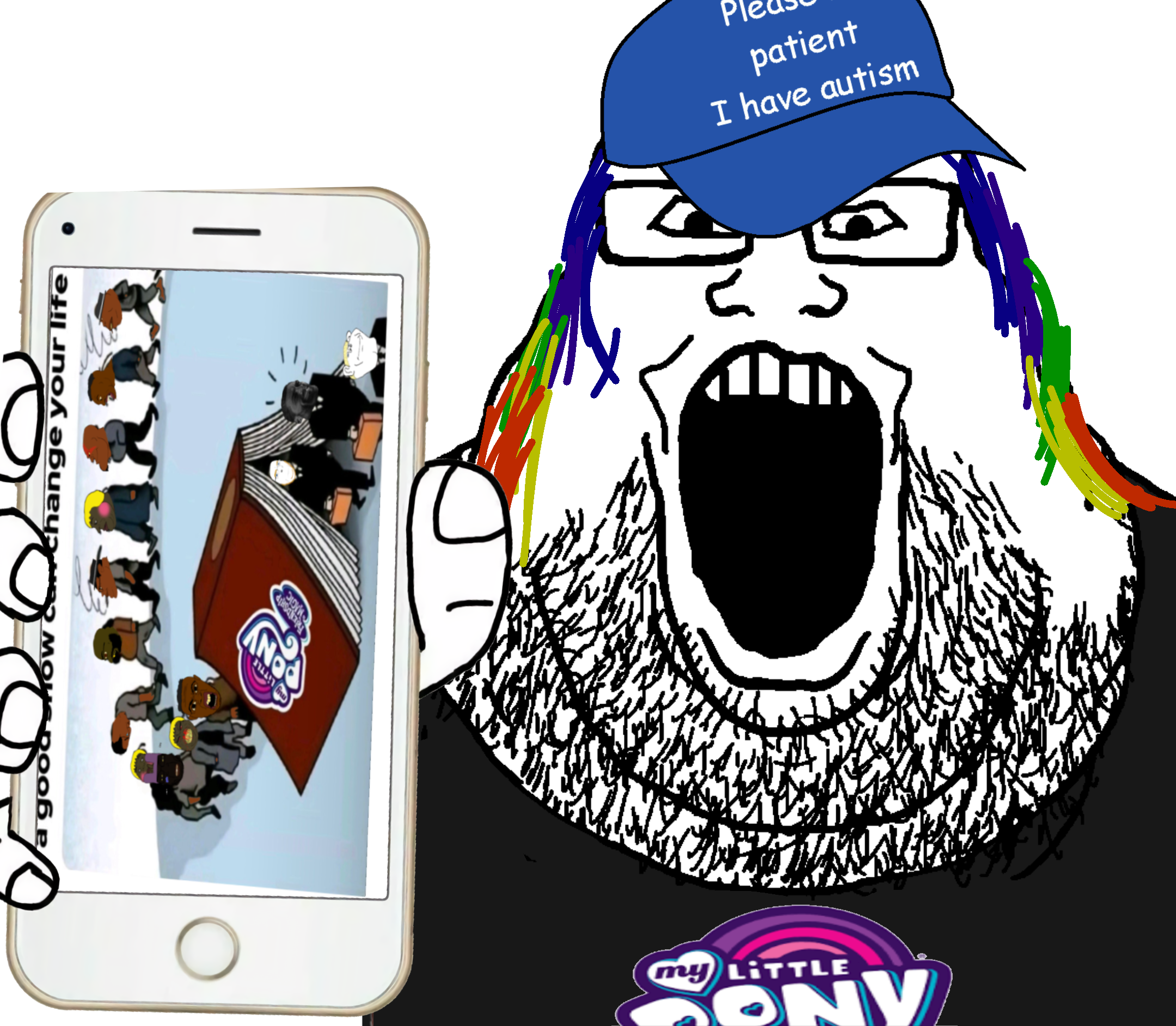 markiplier soyjak, fat markiplier soyjak, animal, book, brony, cap, chin, clothes, double chin, fat