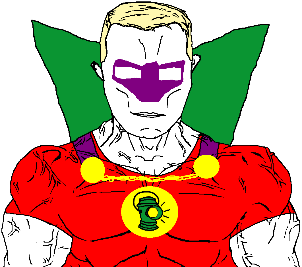 green lantern, green lantern (alan scott), chudjak, chudjak front, muscular chud, aryan, 1940s, a10 eyes, blonde hair, cape