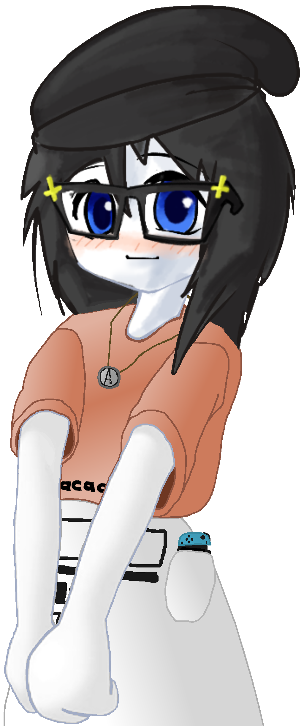 soytan, femjak, 1soyjak, anime, beanie, black hair, blue eyes, closed mouth, clothes, female
