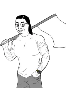Muscular chudjak woman holding flag.png