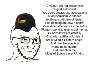 soyak, antisemitism, cap, closed mouth, clothes, conspiracy theory, glasses, hat, israel, palestine