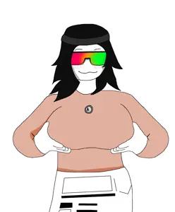 bravo administration, soytan, big breasts, breasts, closed mouth, clothes, female, glasses, grope, hair
