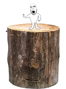cobson, angry, arm, feet, full body, glasses, hands, leg, log, open mouth