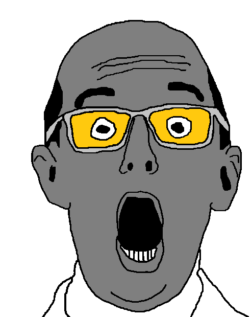 bimmyjak, 1soyjak, avgn, balding, black hair, front view, glasses, gray skin, hair, no beard