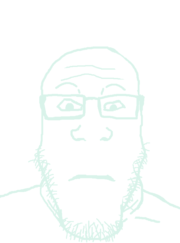 markiplier soyjak, neutralplier, 1soyjak, background, bald, black eyes, closed mouth, front view, glasses, invisible