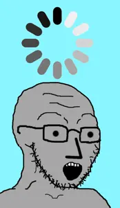 soyak, npc soyak, glasses, gray, gray skin, loading, npc, open mouth, soyjak, stubble