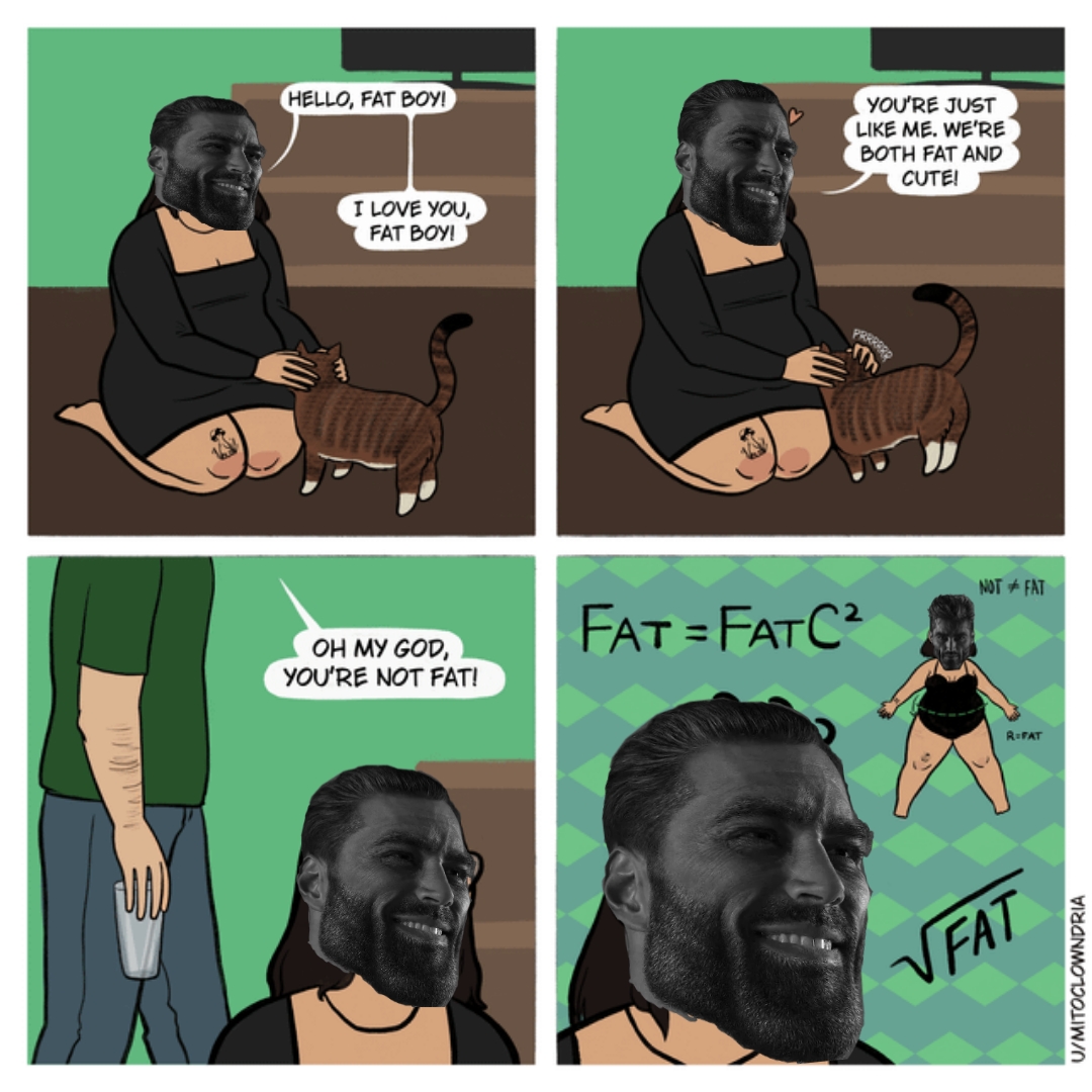 gigachad, 1nas, animal, beard, black eyes, black hair, cat, cat ears, closed mouth, comic