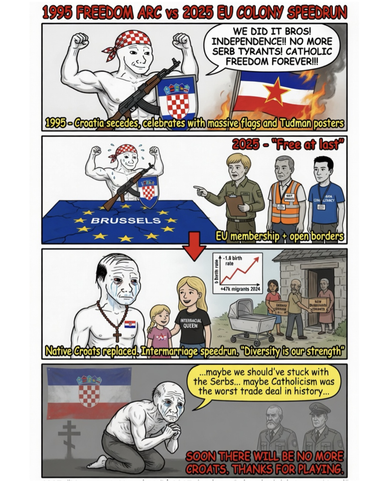 wojak, bald, beard, black eyes, black hair, blonde hair, brown hair, buff, catholicism, christianity