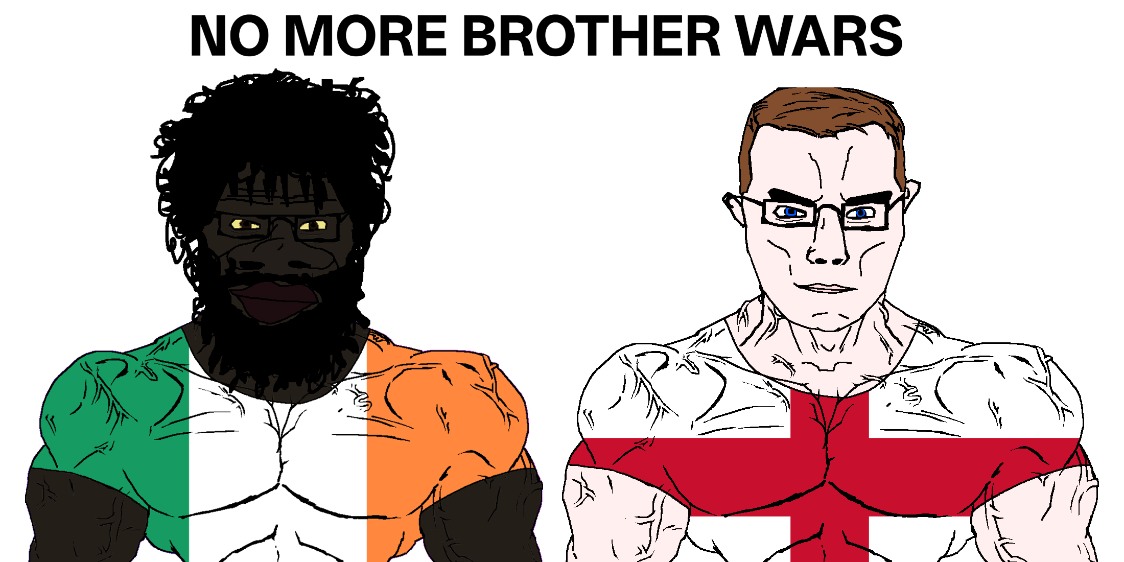 chudjak, chudjak front, muscular chud, no more brother wars, 2soyjaks, aboriginal, beard, big lips, big nose, black hair