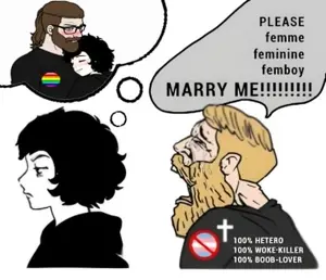 yes chad, beard, black eyes, black hair, blonde hair, blush, brown hair, buff, christianity, crying