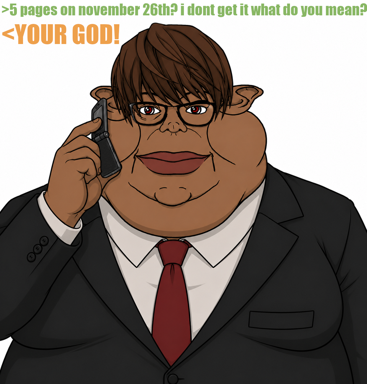 light yagami, brandon, branigger, anime, big lips, brown hair, brown skin, clothes, ears, fat