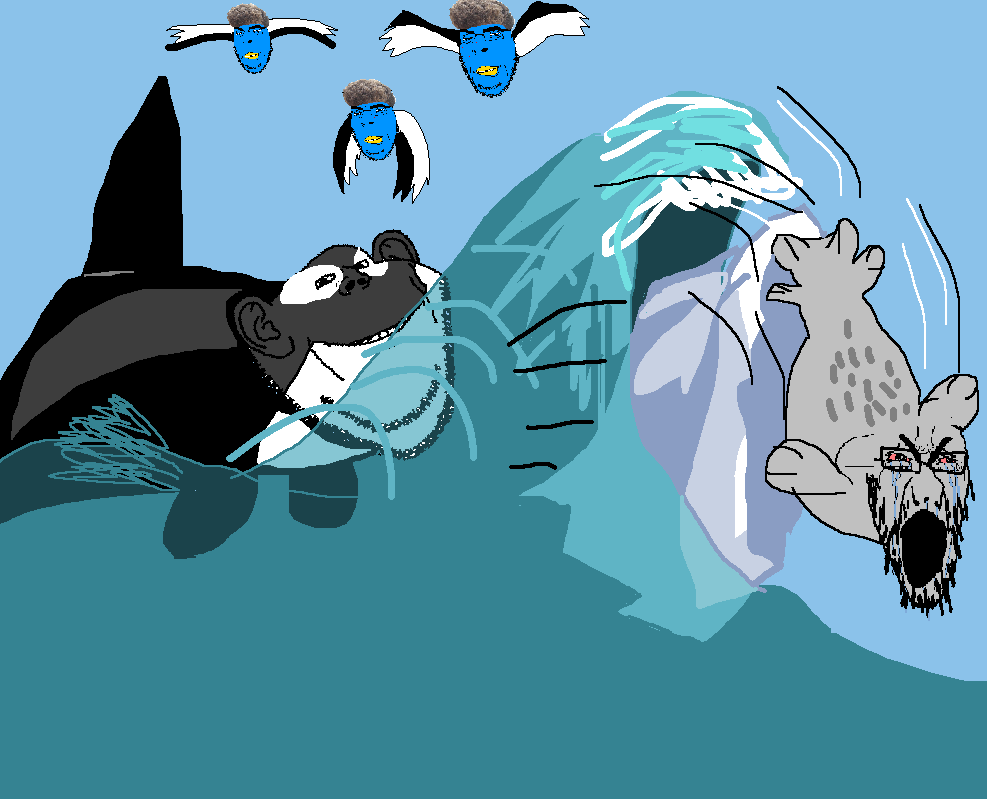 cobson, cryboy soyjak, impish soyak ears, cobson (smug), remastered oekakis, 5soyjaks, albatross, angry, animal, arctic