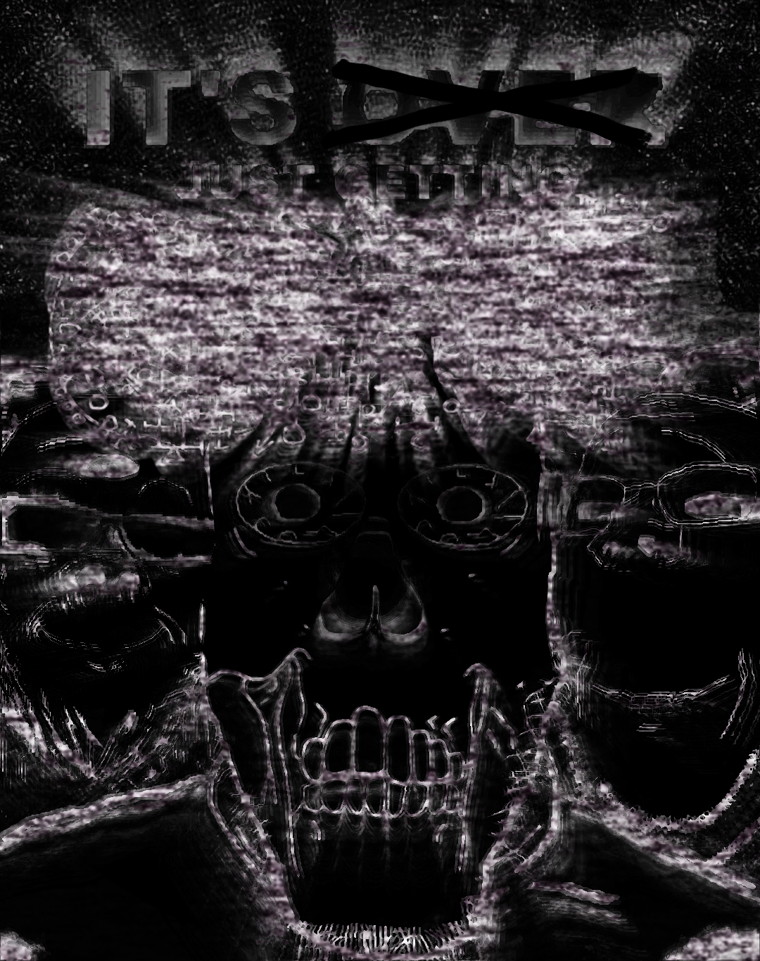a24 slowburn soyjak, bernd, gapejak, markiplier soyjak, wholesome soyjak, its over, bald, black background, black eyes, closed mouth