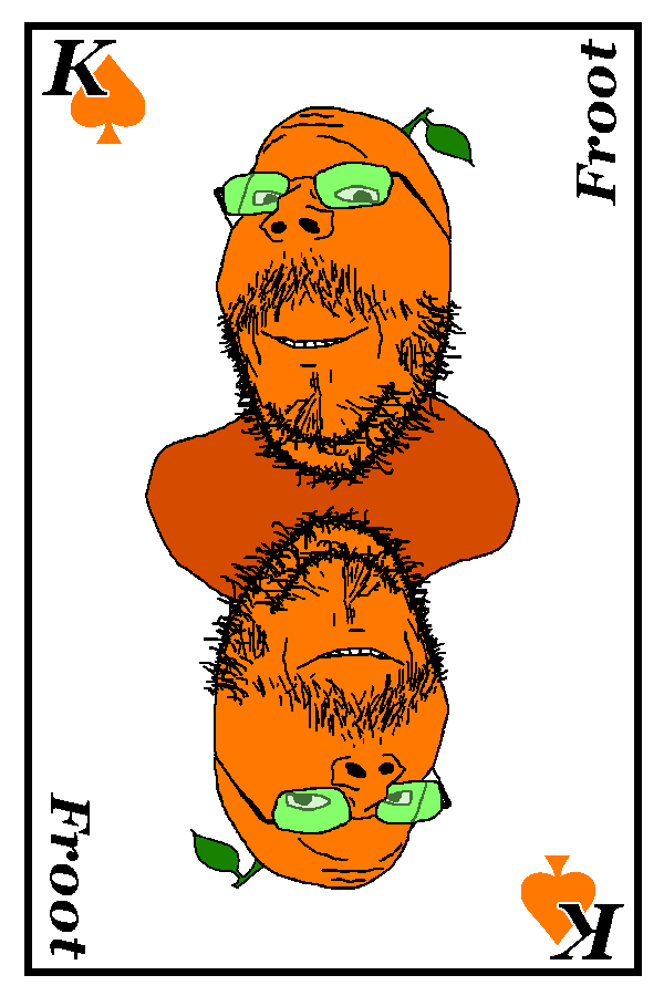 gapejak, wholesome soyjak, 1soyjak, card, closed mouth, front view, glasses, green glasses, king, king of spades