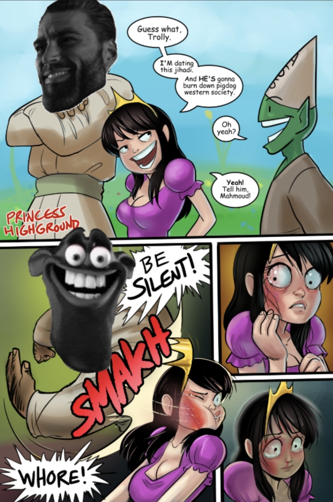 gigaboy, gigachad, gigaferatu, gigachaded, beard, black eyes, black hair, buff, closed mouth, crying