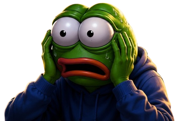 pepe, afraid, bald, black eyes, frightened, frown, frowning, green skin, half body, half open mouth