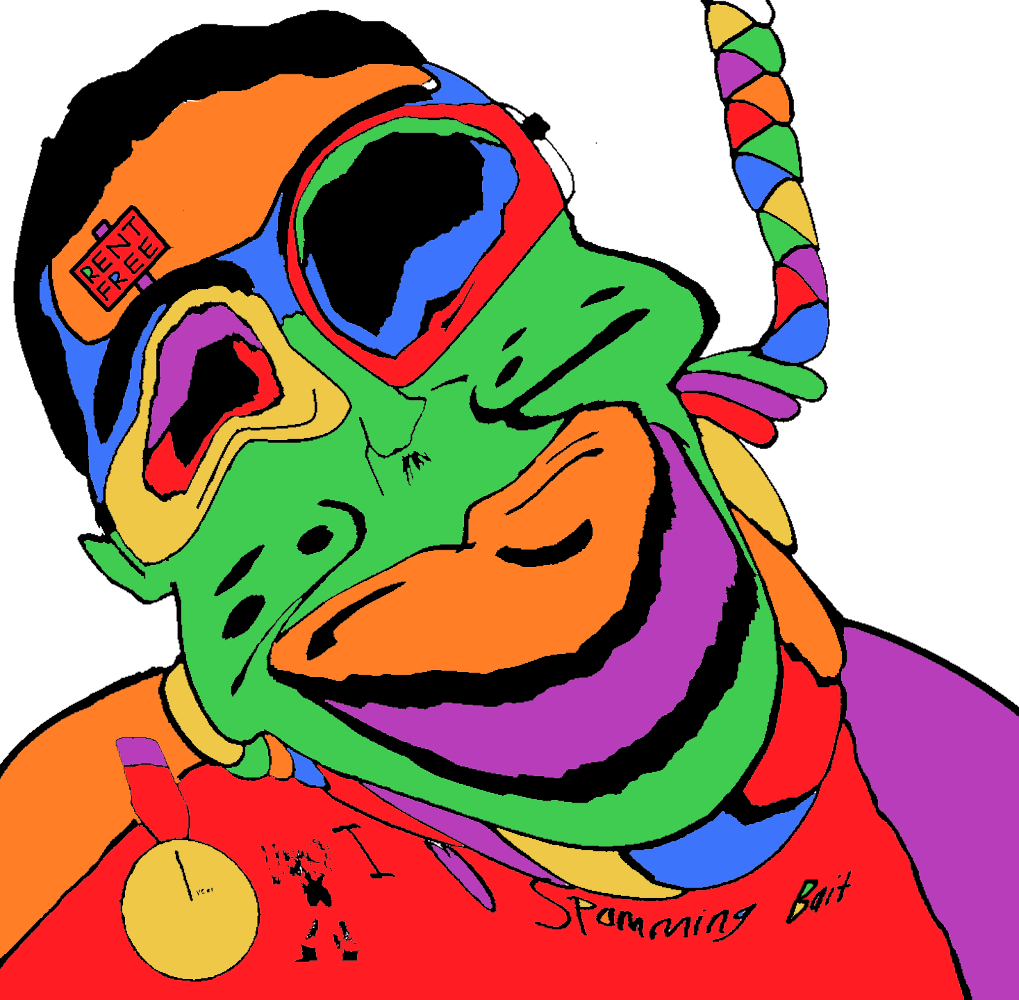 chudjak, jartycuck, patrick, colorjak, jartycuck, 1soyjak, badge, big eyes, big lips, black hair