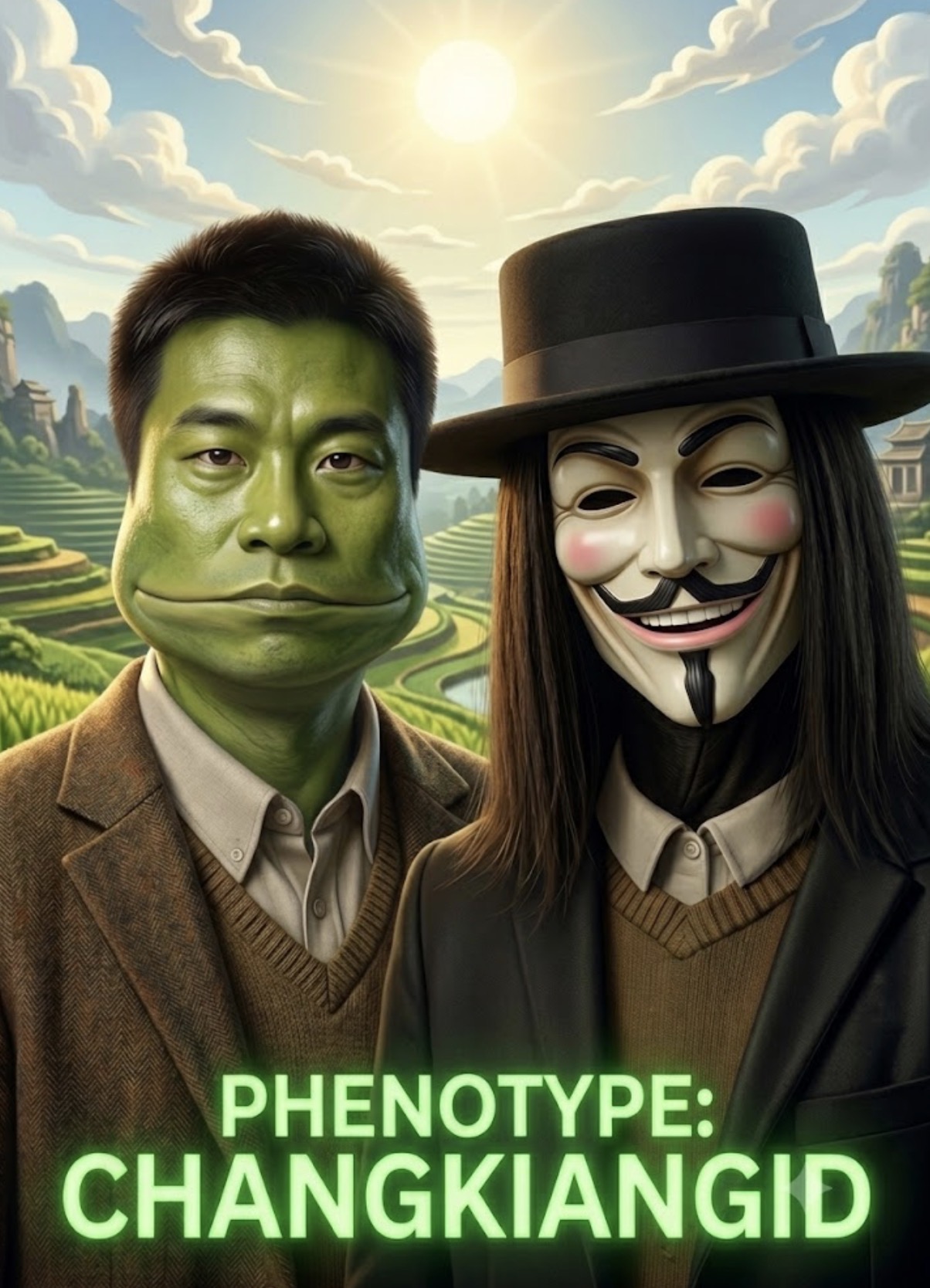 opsec demon, pepe, pepephenotype, 2nas, amphibian, animal, asian, black hair, brown eyes, changkiangid