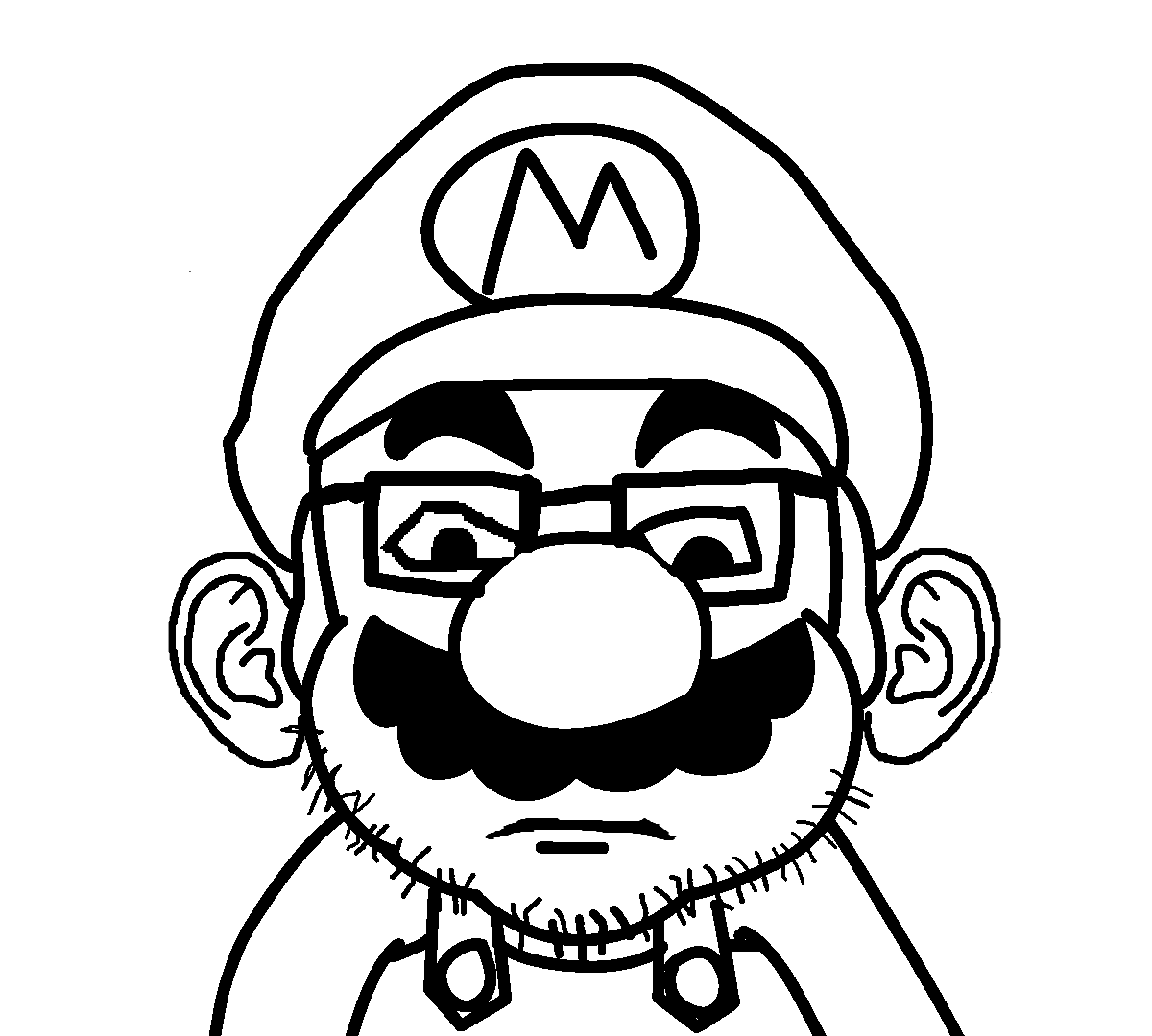 mario, mahjak, big nose, closed mouth, clothes, cobson killer, ear, eyebrows, front view, glasses