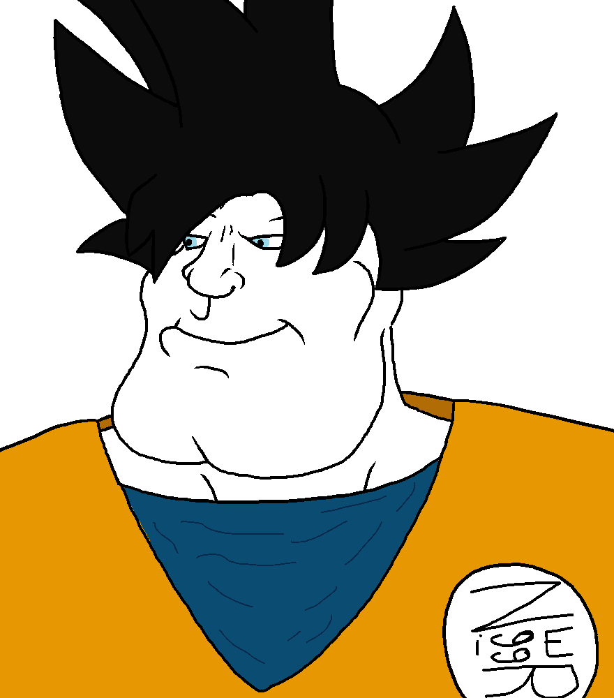 goku, meximutt, mexiaryan, anime, blue eyes, buff, gi, hair, looking to the left, muscles