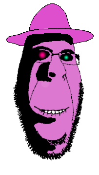 rapeson, cobson, hornyson, rapeson, 1soyjak, bald, clothes, glasses, glowing eyes, green eyes