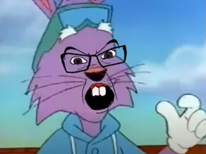 feraljak, angry, animal, brown eyes, buck teeth, doctor rabbit, furry, glasses, open mouth, rabbit
