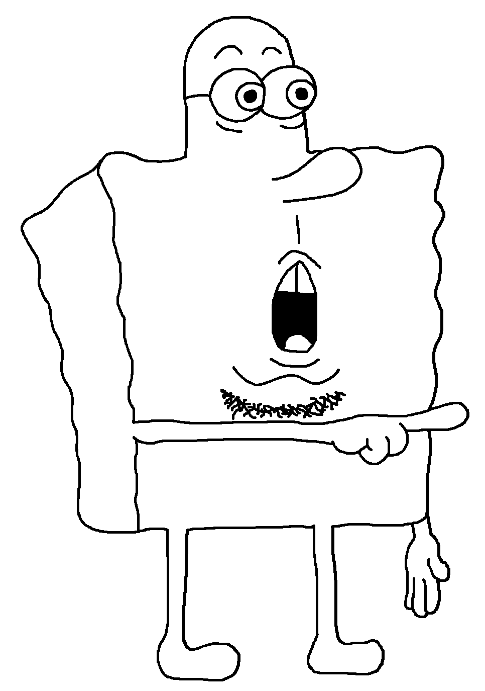 spongebob squarepants, spongetom shortpants, avoidjak, 1soyjak, animated, animation, bald, black eyes, blinking, front view