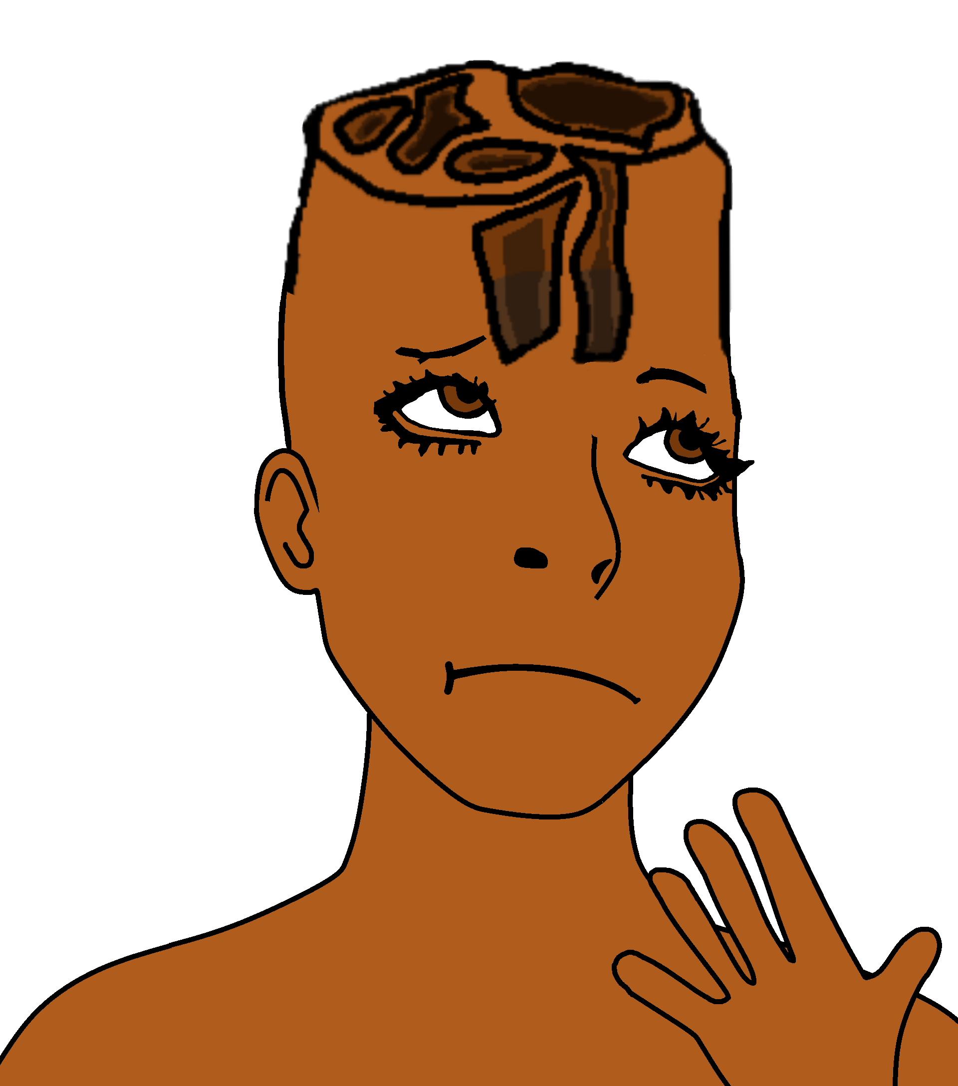 cobson, pawbson, 1soyjak, bald, brown eyes, brown skin, cinnamon, closed mouth, front view, frown