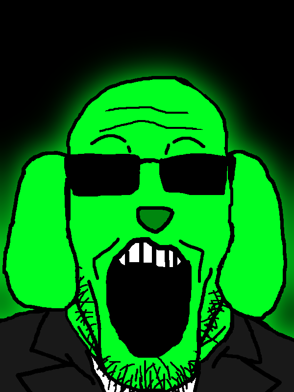 markiplier soyjak, glowie, animal, black background, black jacket, clothes, dog, dog ear, ear, glasses