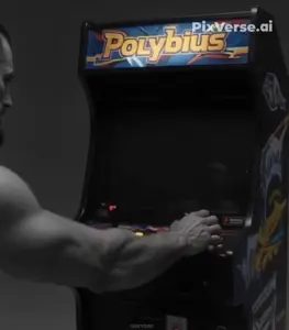 gigachad, animated, arcade, pixverse ai, polybius, shit nobody cares about, video, video game, polybius