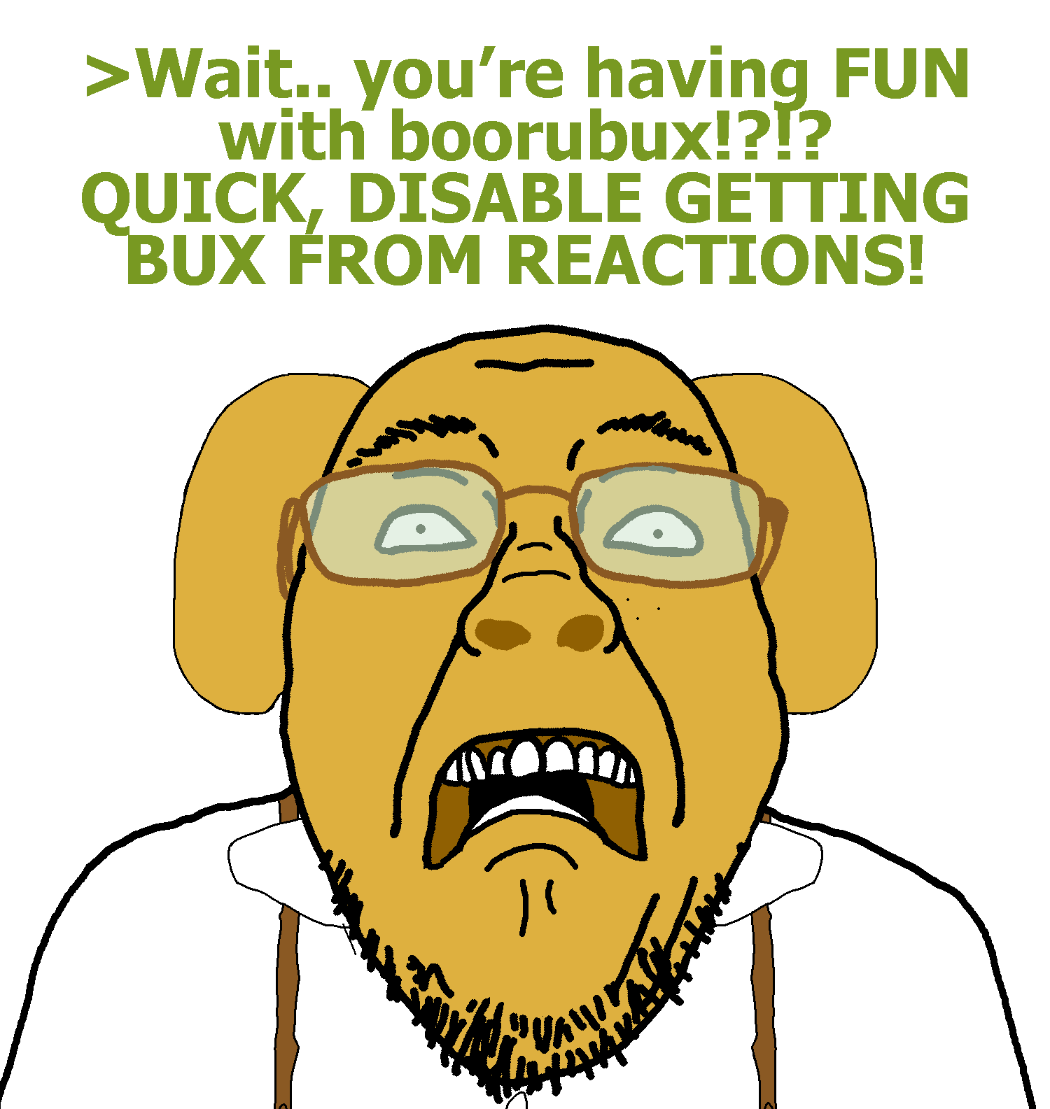 bernd, >, 1soyjak, animal, bald, black eyes, boorubux, button, clothes, dog