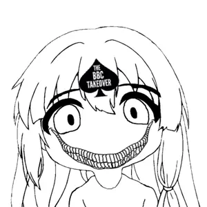 psycho wojak, wojak, smuglet, 1soyjak, black eyes, front view, hair, half open mouth, long hair, looking at you