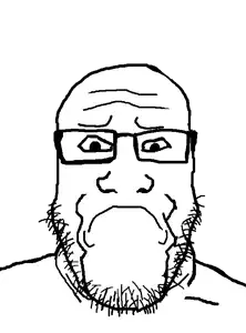 markiplier soyjak, 1soyjak, bald, black eyes, closed mouth, eyebrows, forehead lines, forehead wrinkles, front view, frown