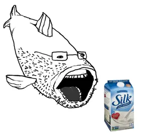 soyfish, animal, fish, food, glasses, milk, open mouth, soy milk, soyjak, stubble