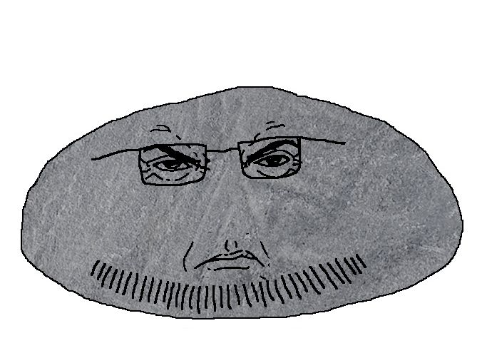 doughjak, punoon face, 1soyjak, angry, bald, black eyes, closed mouth, fat, front view, full body