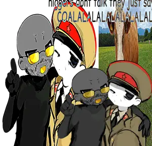 shemmysloota, nigger cow, soyak, animal, bald, black skin, closed mouth, clothes, cow, english text