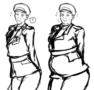 shemmysloota, kuzjak, 1soyjak, blush, chubby, closed mouth, clothes, crossed arms, half body, half closed eyes