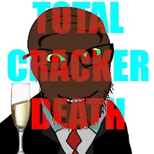 feraljak, alcohol, closed mouth, clothes, cracker, drink, glasses, impact (font), necktie, smile