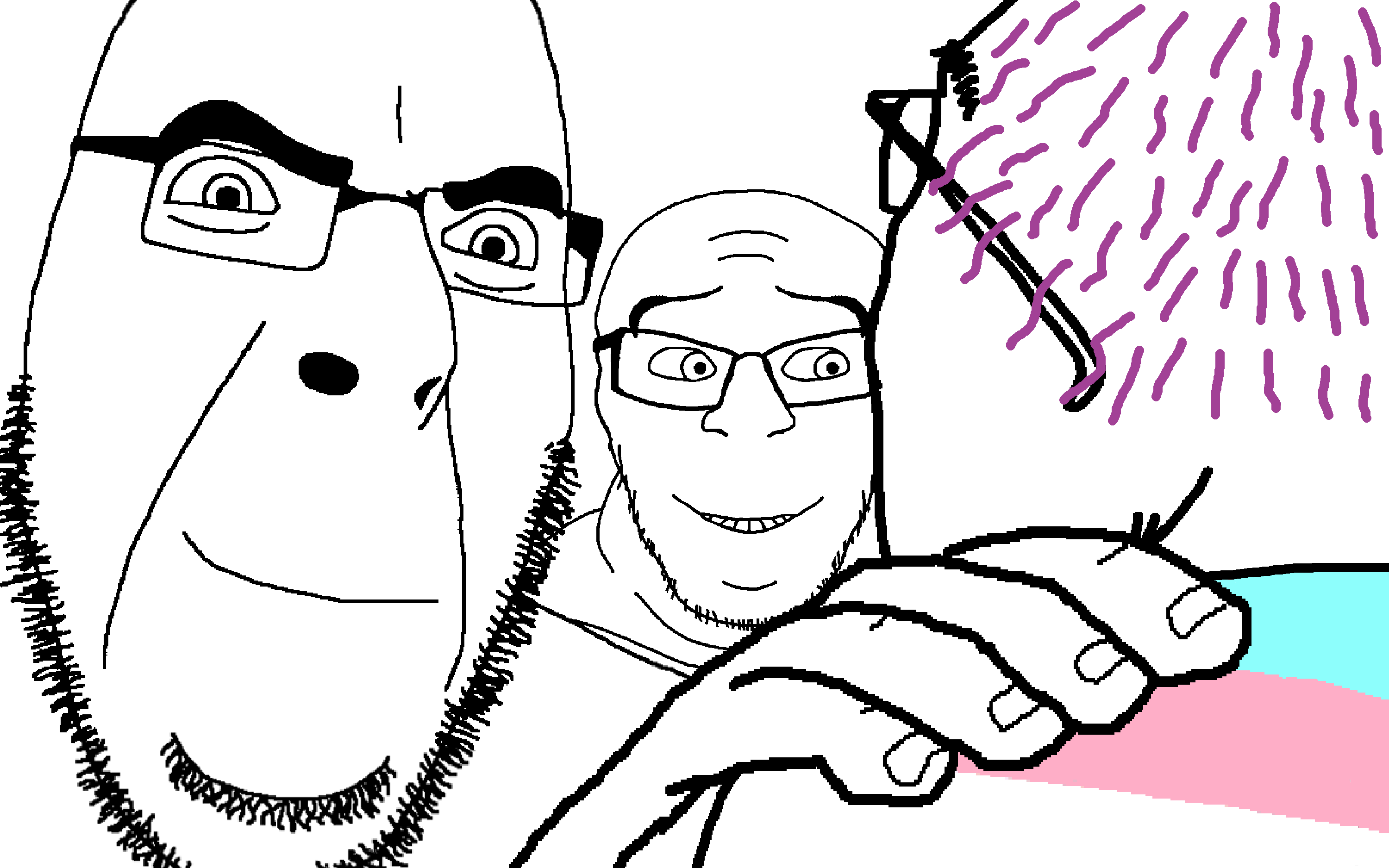 bernd, cobson, feraljak, bernd back, feraljak front, wholesome feraljak, 3soyjaks, autogynephile, back view, bald