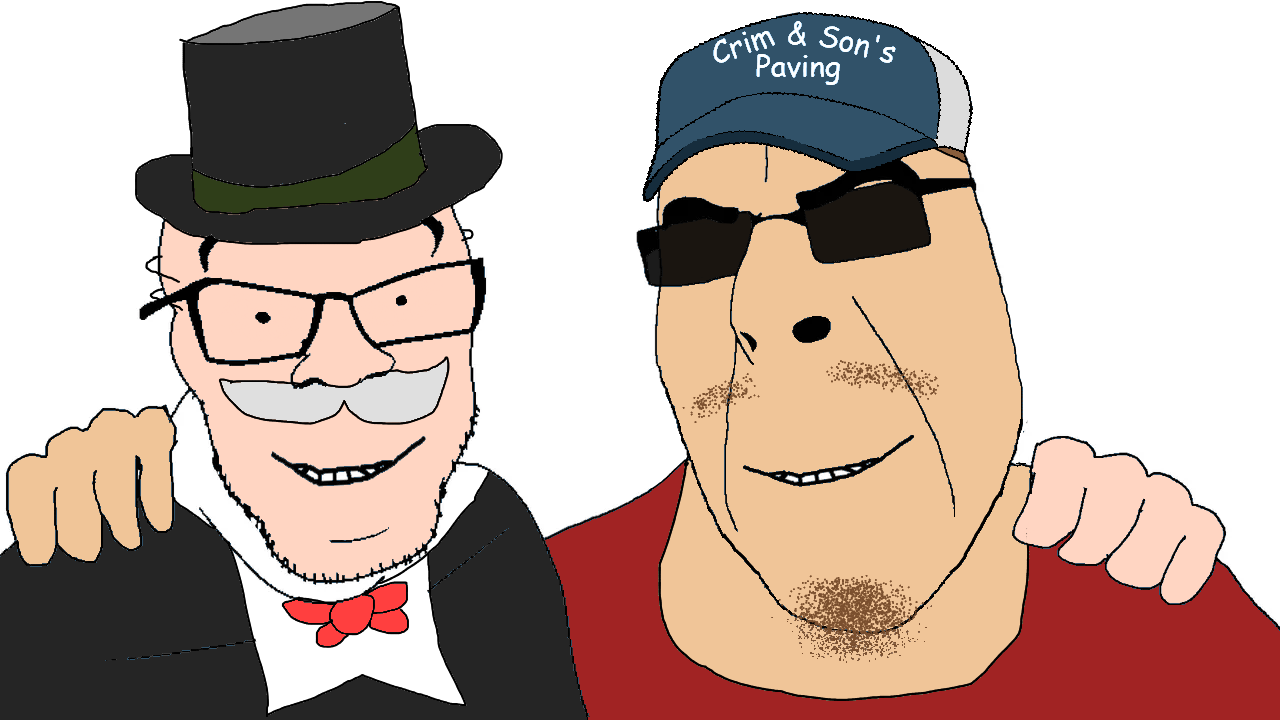 mr. monopoly, cobson, feraljak, no more brother wars, 2soyjaks, bald, black eyes, black hair, black shirt, bowtie