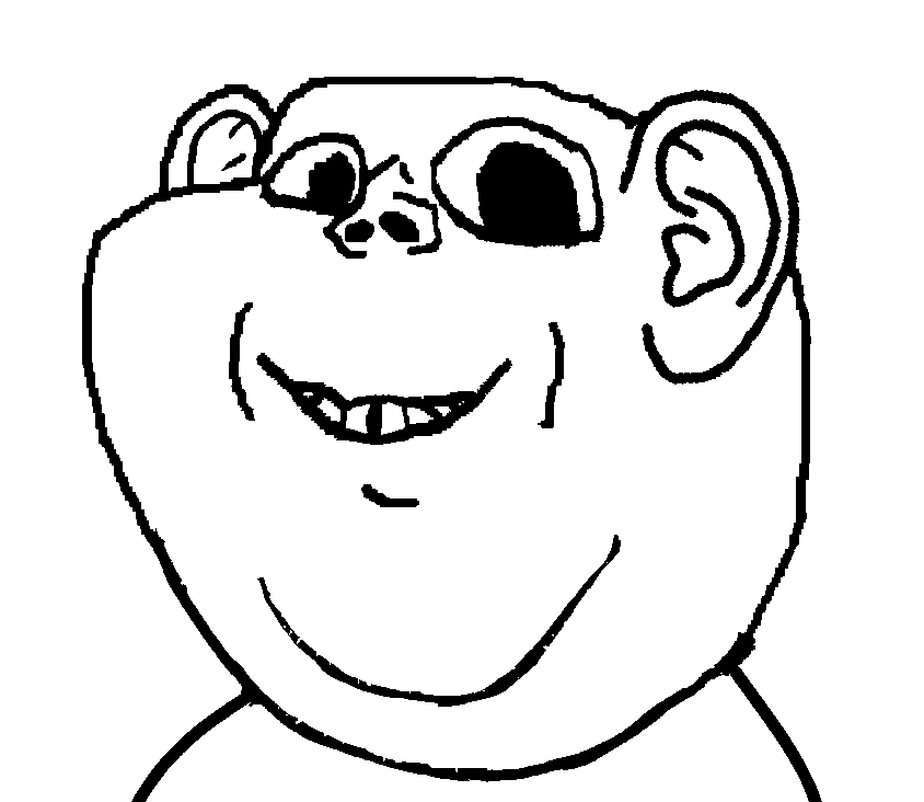 impish soyak ears, sven, kidjaks, 1soyjak, baby, bald, black eyes, closed mouth, distorted, ear