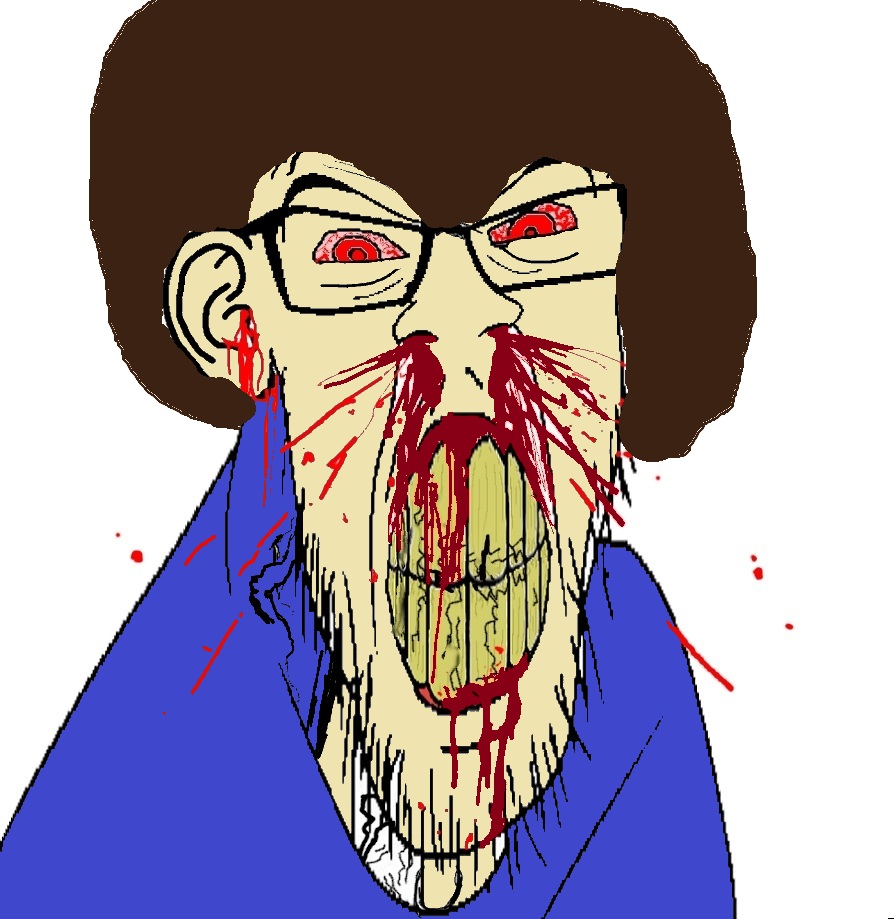feraljak, feralrage, angry, blood, blood from mouth, blood from nose, blood on face, blood spray, bloodshot eyes, brown hair
