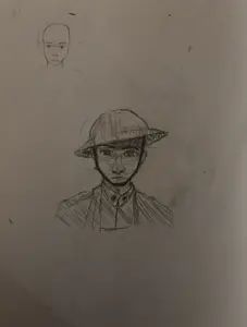 black eyes, closed mouth, drawfag, drawing, front view, looking at you, neutral, no beard, no glasses, open eyes