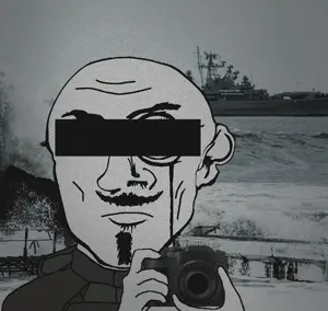 wave sea uncolored_skin overall coverall shirt hood body_armor bulletproof_vest soldier goatee mustache frowning sad neutral eyebrows bald censored censor_bar camera 12.gif