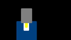 gigachad, nophono, 1nas, abstract, black background, blue suit, clothes, front view, gray skin, low effort