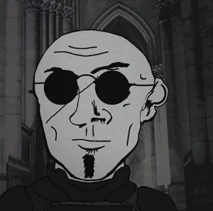 ancient uncolored_skin overall coverall grey_shirt officer gorget body_armor scar_over_eye scar goatee apathetic neutral eyebrows sunglasses bald holding_nothing 11.gif